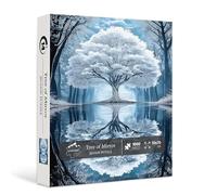 PICKFORU Tree of Mirror Jigsaw Puzzles 1000 Pieces, Nature Tree of Life Puzzles for Adults, White Winter Forest Puzzle as Wall Decor