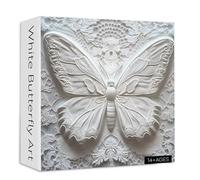 PICKFORU White Butterfly Art Puzzles for Adults 1000 Pieces, White Lace Wings Jigsaw Puzzles 1000 Pieces, Difficult Hard Impossible Puzzle