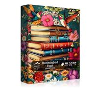 PICKFORU Wildflower Pages Jigsaw Puzzle for Adults, Hummingbird Vintage Book Puzzles, Retro Plant Flower Puzzle 1000 Pieces