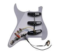 Pickguard Pickup Ainico 5 Single Coil Pickup Set Guitar Pickup 7-Way Type Fully Installed Pre-wired Pickguard SSS For ST Guitar(White Yellow)