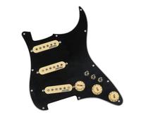 Pickguard Pickup Ainico 5 Single Coil Pickup Set Guitar Pickup 7-Way Type Fully Installed Pre-wired Pickguard SSS For ST Guitar(Black Yellow)