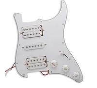 Pickguard Pickup Humbucker Loaded Prewired Scratchplate Brass Cover Two Humbucker Coil Spliting Pickguard Electric Guitar pickup HH Pickguard LP Style(White-White Pickup)