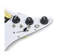 Pickguard Pickup Left Hand SSH Electric Guitar Pickguard Pickup With Silence Switch 3.5 Output Wiring Loaded Prewired Pickup Black White(White with switch)