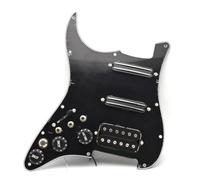 Pickguard Pickup SSH Guitar Pickguard Wiring Loaded Prewired + Silence Switch ST Electric Guitar Double Coil Pickup Black White(Switch BK With BK)