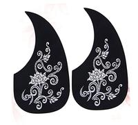 Pickguard Sticker Comma Shape 40/41 Inch for Acoustic Guitar | 2pcs Set, Silver PVC with Adhesive Backing, Scratch-resistant Surface Cover