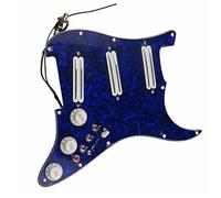 Pickguard with Pickups Blue Pickguard White Pickup Dual Hot Rail Humbucker Pickup Multifunction Pre-wired Pickguard Set