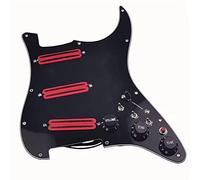 Pickguard with Pickups SSS Prewired Electric Guitar Pickguard Multifunction Converter Red Dual Hot Rail Mini Humbucker Pickups Set