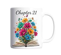 Pickhut 21st Birthday Gifts for her | Chapter 21 Floral Book Design Ceramic Mug | 11oz Coffee Cup | Meaningful Birthday Present for Daughter, Sister, Niece, Friend