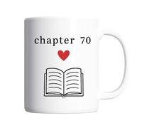 Pickhut 70th Birthday Gift for Women or Men, Chapter 70 Birthday Mug, Novelty Coffee Cup with Heart & Book Design - Unique Milestone Gift Idea for Him, Her, Mum, Dad, Friends Turning 70