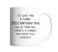 Pickhut 70th Birthday Gifts for Men, I’d Give You a Funny 70th Birthday Mug... Joke Sarcastic Gift - Novelty 70 Year Old Birthday Present for Him Her, Dad, Mum, Friend - 11oz Ceramic