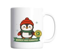 Pickhut Christmas Penguin Mug - “Warmest Hugs Guaranteed” Cute Coffee Cup - Funny Penguin Gift for Christmas, Secret Santa, Stocking Filler, Festive Hot Chocolate & Tea Mug for Kids and Adults