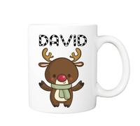 Pickhut Cute Kawaii Reindeer Personalised Christmas Name Mug