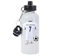 Pickhut England Euro 2024 Football Personalised Name and Number 600ml White Aluminium Water Bottle