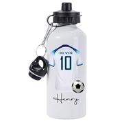 Pickhut England Football 600ml White Aluminium Sports Water Bottle | Personalised Euro 2024 Customised with Name/Number/Text on Jersey Shirt Design | Back to School Gift for Kid