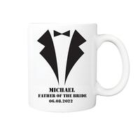 Pickhut Father of The Bride 11oz White Ceramic Mug, Thank You Gift for Wedding, Wedding Favour Keepsake Personalised with Name & Date