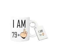 Pickhut Funny 80th Funny Birthday Gift idea, 11 oz Coffee Mug and Matching Keyring for Men and Women Turning 80 Years Old as a Joke Birthday Celebration Cup. Best Gift for Mum, dad, Teacher or Anyone