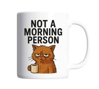 Pickhut Funny Grumpy Cat Mug - Not a Morning Person Coffee Cup - Sarcastic Gift for Cat Lovers, Coffee Drinkers, Coworkers - Humorous Animal Mug - Novelty Gift for Men & Women - 11oz Ceramic Cup