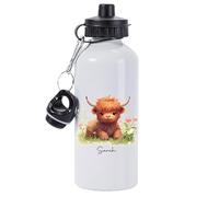 Pickhut Highland Cow Water Bottle, Personalised Highland Cow, Any name water bottle with Highland Cow, Scottish Cow, Highland Cow personalised Gift, Bottle (Highland Cow Design 2 Water Bottle)