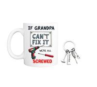 Pickhut If Grandpa Can't Fix It We're All Screwd Coffee Mug Fathers Day Birthday Gift for Dad Grandpa Husband from Son Daughter Wife, 11oz