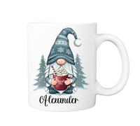 Pickhut Personalised Christmas gonk gnome hot Chocolate Mug, Christmas Movie Cup, Secret Santa, Stocking Filler, Gonk Lover Gifts, for Christmas, Birthday, Xmas eve Box (Green Male Gonk Mug Design 2)