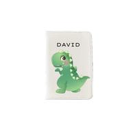 Pickhut Personalised Cute Kawaii Dinosaur Passport Cover Holder for Children Kids Toddler, Vacation, Luggage Tags, Family, Pouch, Travel Holiday Accessory Gift (Tyrannosaurus)