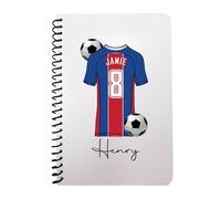 Pickhut Personalised Football Jersey Design A5 Notebook, 60 Lined Pages, Glossy Cover, Back to School Gift for Kids (D9)