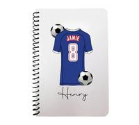 Pickhut Personalised Football Jersey Design A5 Notebook, 60 Lined Pages, Glossy Cover, Back to School Gift for Kids (D14)