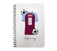 Pickhut Personalised Football Jersey Design A5 Notebook, 60 Lined Pages, Glossy Cover, Back to School Gift for Kids (D4)