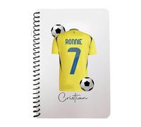 Pickhut Personalised Football Jersey Design A5 Notebook, 60 Lined Pages, Glossy Cover, Back to School Gift for Kids (D26)