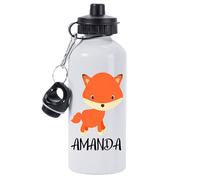 Pickhut Personalised Fox Water Bottle 500ml Back to School Gift for Kids