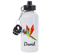 Pickhut Personalised Parrot White Water Bottle 600ml Back to School Gift for Kids