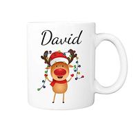 Pickhut Personalised Reindeer Christmas Name Mug