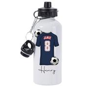 Pickhut Personalised World Cup 2022 Football 600ml White Aluminium Sports Water Bottle | Customised with Name/Number/Text on Jersey Shirt Design | Back to School Gift for Kid (France)