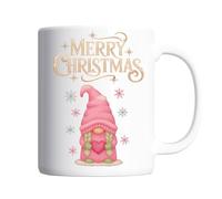 Pickhut Pink Christmas Gonk Mug - Cute Nordic Scandinavian Gnome Coffee Cup - Festive Hot Chocolate Tea Mug - Novelty Xmas Gift for Mum, Her, Friends, Secret Santa, Stocking Filler