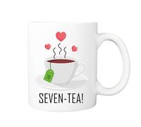 Pickhut Printed Coffee Mug Seven-Tea Design, Mum 70th Birthday Gifts for Women, Her, Seventieth Friend, Wife, Grandma 325ml Cup, Tea Lover Gift