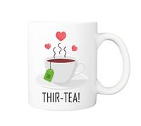 Pickhut Printed Coffee Mug THIR-Tea Design, 30th Birthday Gifts for Women, Her, Thirtieth Friend, Wife, Sister, 325ml Cup, Tea Lover Gift
