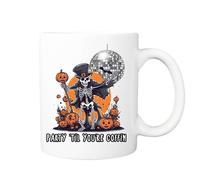 Pickhut Skeleton Halloween 11oz White Ceramic Coffee Mug Unique Novelty Gift for Friends, Brother, Sister, Mum, Dad, Family Members, Love Ones, Birthday (Design 10)