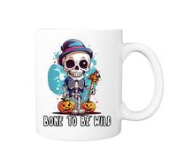 Pickhut Skeleton Halloween 11oz White Ceramic Coffee Mug Unique Novelty Gift for Friends, Brother, Sister, Mum, Dad, Family Members, Love Ones, Birthday (Design 5)