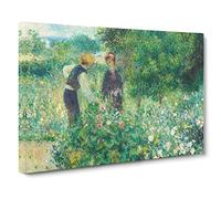 Picking Flowers By Pierre Auguste Renoir Canvas Print | Gallery Wrapped 30mm Frame Wall Art | 30x20 inches | Ready to Hang | Impressionist Floral Picture | Living Room Bedroom Lounge Office
