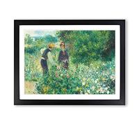 Picking Flowers By Pierre Auguste Renoir Classic Painting Framed Print | A3 Black Framed Wall Art | Ready to Hang | Classic Floral Picture | Living Room Bedroom Lounge Office