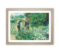 Picking Flowers By Pierre Auguste Renoir Classic Painting Framed Print | A4 Oak Framed Wall Art | Ready to Hang | Classic Floral Picture | Living Room Bedroom Lounge Office