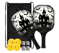 Pickle Ball Paddle with Honeycomb Core Halloween Haunted House | Lightweight Pickle Ball for Beginners, Adult, Youth, Men & Women with 4 Pickleballs and 1 Carrying Case