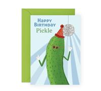 Pickle Birthday Card - 'Happy Birthday Pickle' - Gifts for Best Friends, BFF, Co-workers, Colleagues, Bruv, Mates, Bro, Guys, Him - Disco - Comes with Fun Stickers