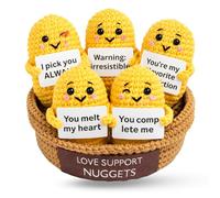 PICKLE BUDDIES 5pcs Emotional Support Crochet Handmade Crochet Plushies with Positive Messages (Love Support Nuggets)