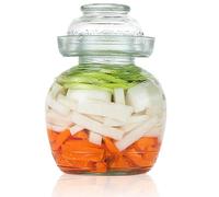 Pickle Container 1.5 L Food Grade Fermentation Jar Traditional Kimchi Containers with Bowl Cap Transparent Glass Jar with Lid Fermentation Kit for Pickling Kimchi Sauerkraut, Pickle Container