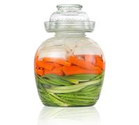 Pickle Container, 2.5 L Food Grade Fermentation Jar Traditional Kimchi Containers with Bowl Cap Transparent Glass Jar with Lid Fermentation Kit for Pickling Kimchi Sauerkraut, Fermentation Jar