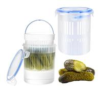 Pickle Container Jar, 2Pcs Leak-Proof Pickling Jars With Strainer | PP Clear Pickle Holder Lifter Bucket With Lock It Lid, Food Organizer For Carrots, Peppers, Fruits, Vegetables
