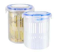 Pickle Container With Strainer,2 Pieces Transparent - Kitchen Pickle Storage Container - for Cheese Grapes Blackberries Blueberries Carrots Pineapple Chunks Fruits Vegetables