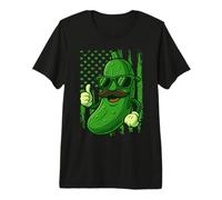 Pickle Cucumber Retro American Flag 4th of July Pickle Lover Premium T-Shirt