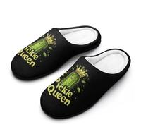 Pickle Cute Queen Men's Memory Foam Slippers Comfort Cotton Slip On House Shoes for Indoor Outdoor 9-10(42-43)
